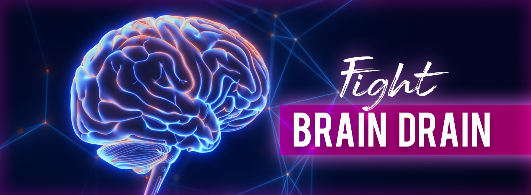 Illustration of a brain with tech elements, symbolizing the fight against brain drain through cognitive enhancement.